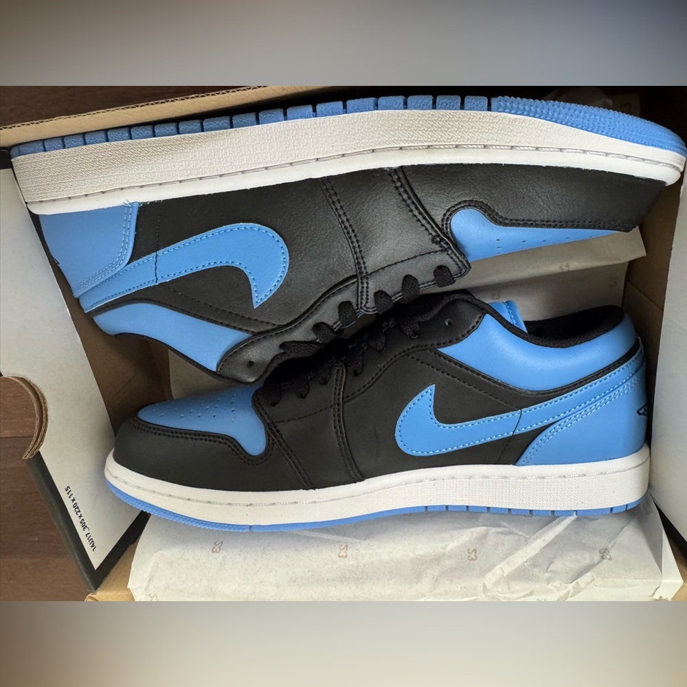 Jordan Air 1 Low Black and University Blue